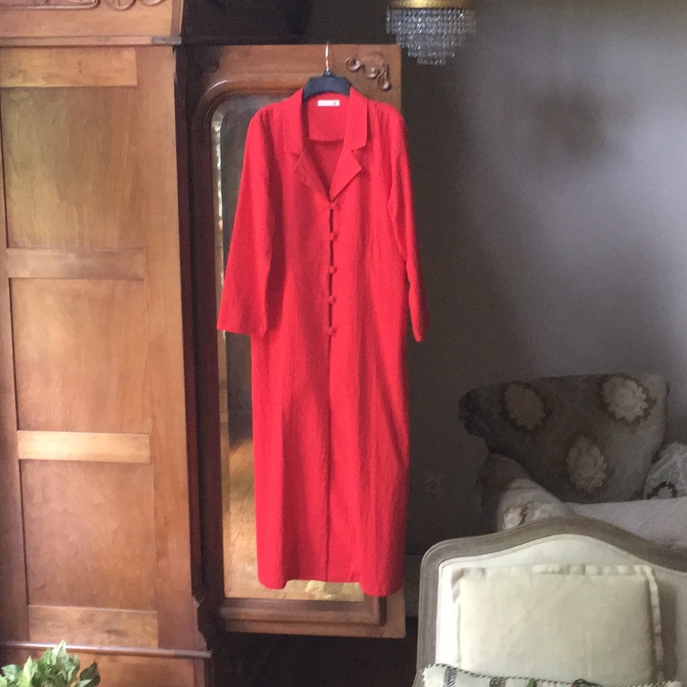 RED Linen/Cotton Duster